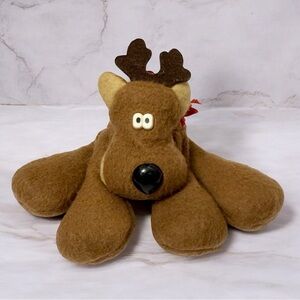Hallmark Rodney Reindeer Vintage Collectible 80s Christmas Plush Toy Bow Floppy